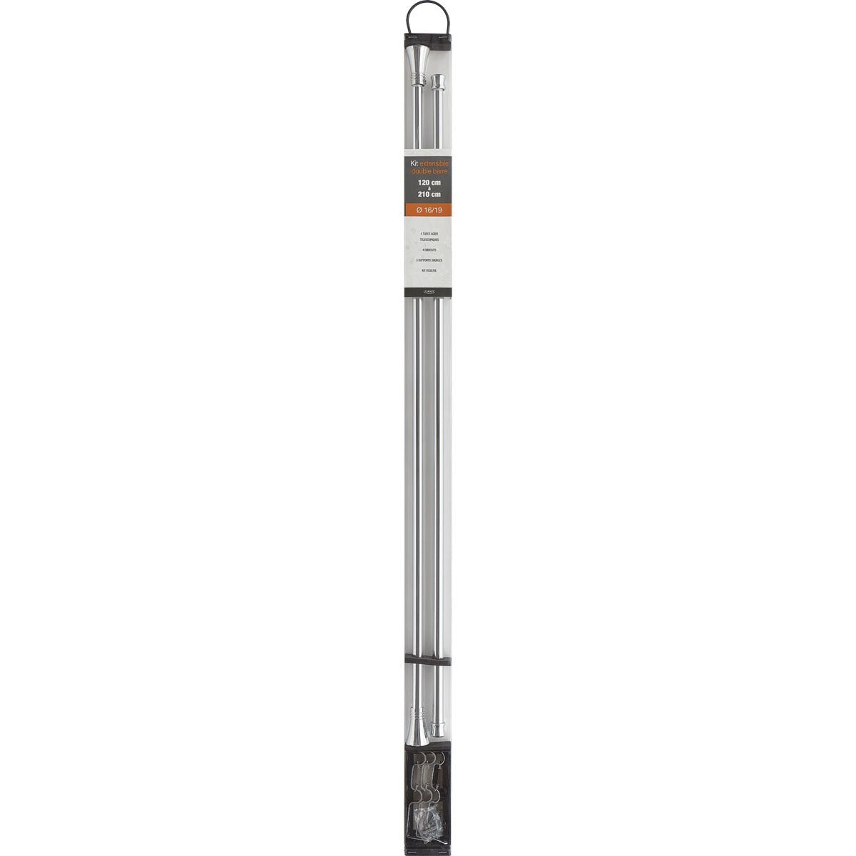 Set Galerie Extensibilă Dublă 120 - 210 CM Lotus Φ19MM - Platinum - Set galerie extensibilă - Softambient